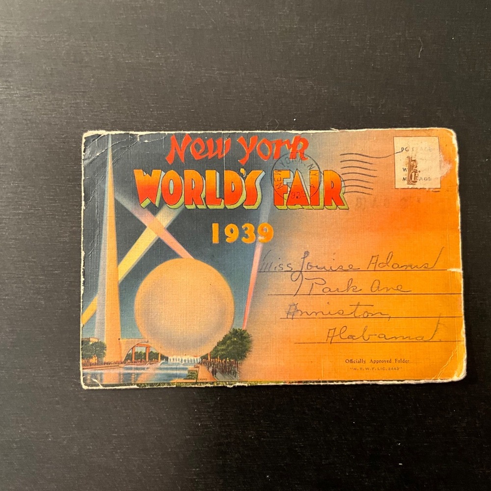 1939 New York World's Fair Accordion Souvenir Folder Postcard Vintage‎